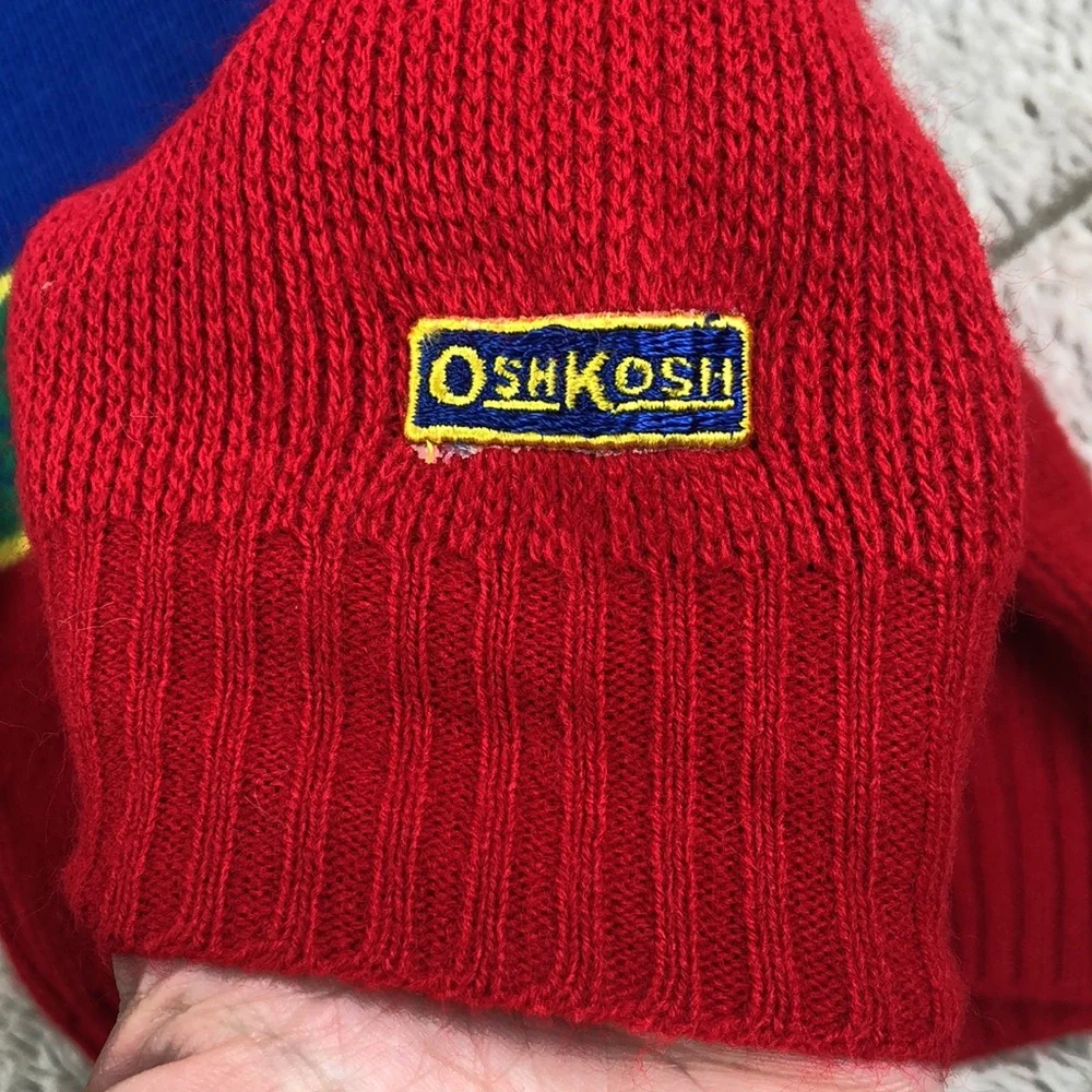 Vintage Osh Kosh Hooded Zipper Sweater Truck Knit